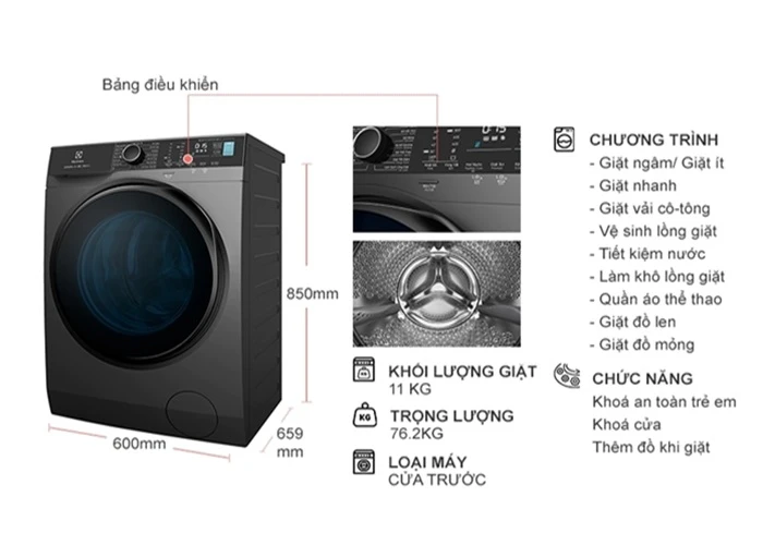 Máy Giặt Electrolux 11Kg EWF1142R7SB